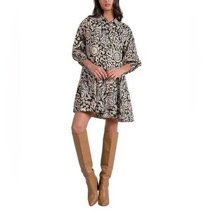 Elan Black and Cream Floral Mini Dress NWT